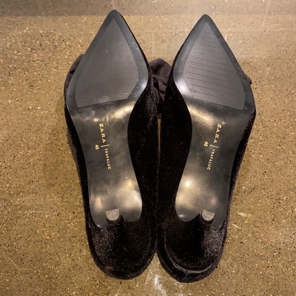 Zara black velvet mules with bow - Picture 3 of 3